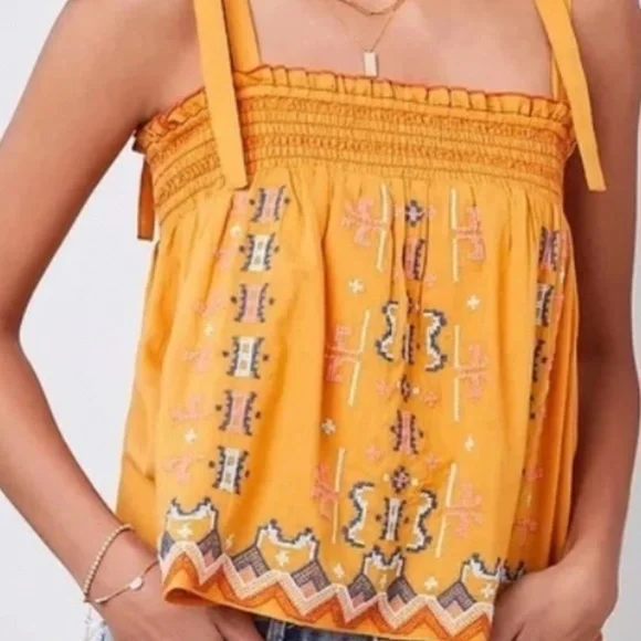 Anthropologie Embroidered Swing Tank M - Picture 2 of 5